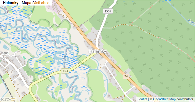 Halámky - mapa části obce