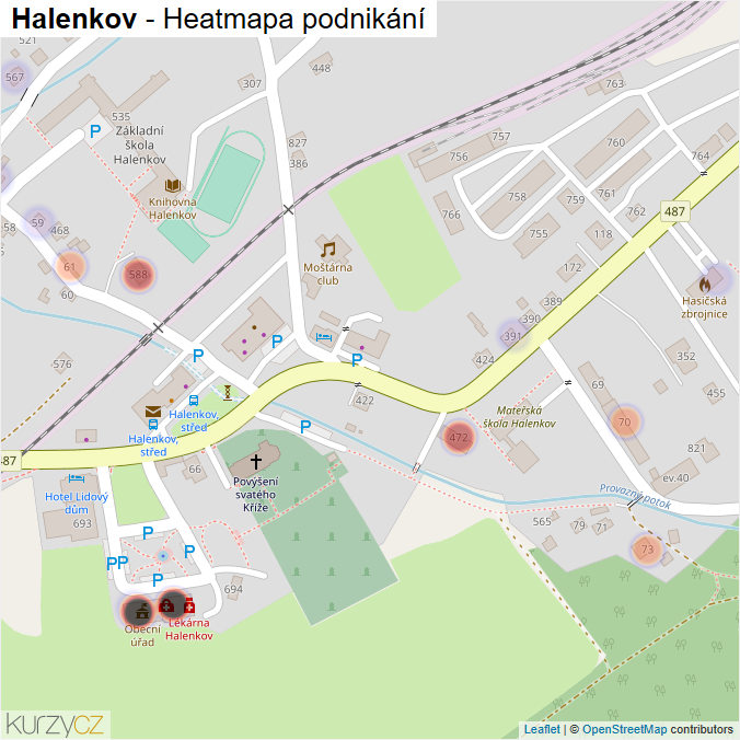 Mapa Halenkov - Firmy v obci.