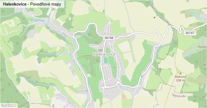 Halenkovice - záplavové mapy stoleté vody