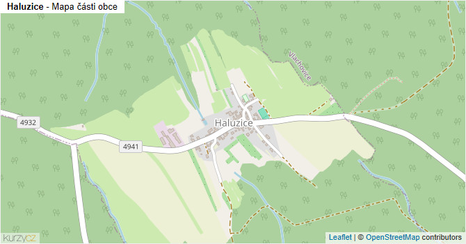 Haluzice - mapa části obce