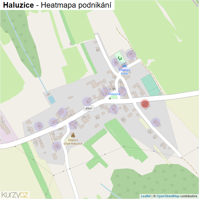 Mapa Haluzice - Firmy v části obce.