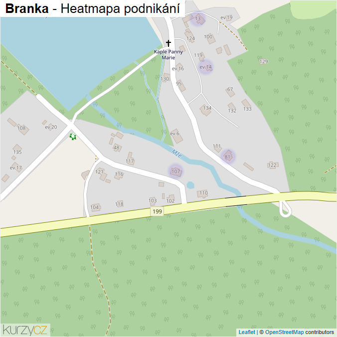 Mapa Branka - Firmy v části obce.