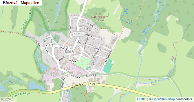 Březová - mapa ulice
