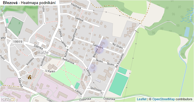 Březová - mapa podnikání