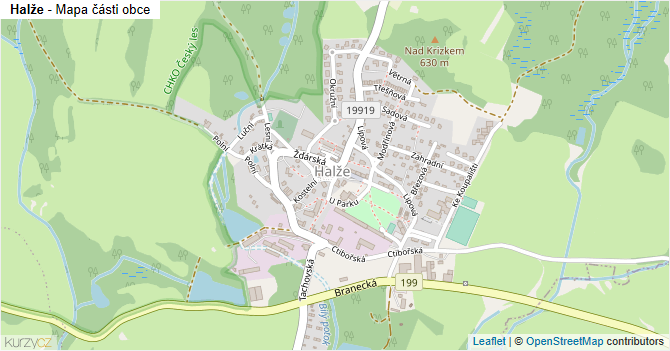 Halže - mapa části obce