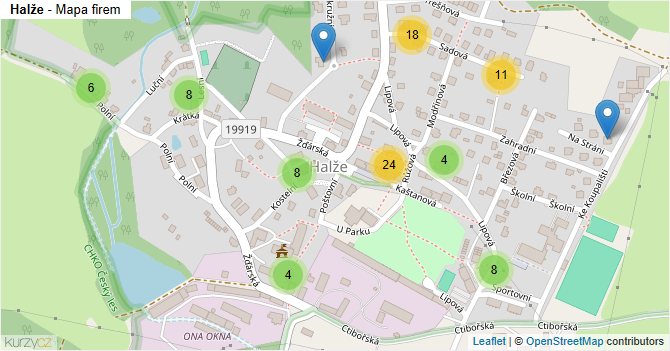 Halže - mapa firem