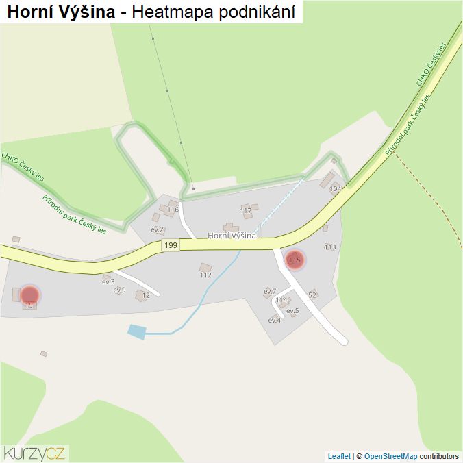 Mapa Horní Výšina - Firmy v části obce.