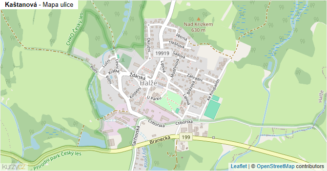 Kaštanová - mapa ulice