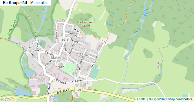 Ke Koupališti - mapa ulice