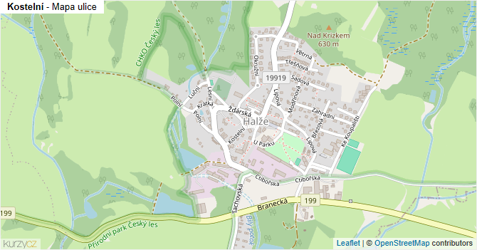 Kostelní - mapa ulice