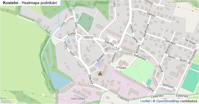 Kostelní - mapa podnikání
