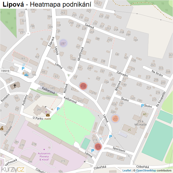 Mapa Lipová - Firmy v ulici.