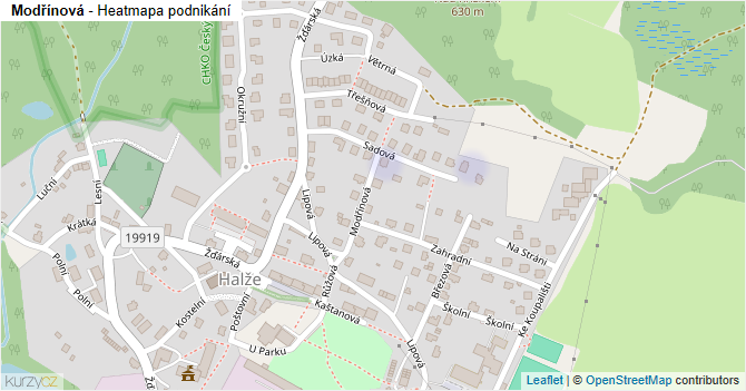 Modřínová - mapa podnikání