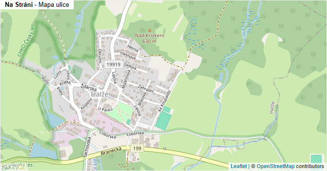 Na Stráni - mapa ulice