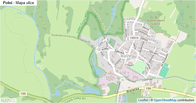 Polní - mapa ulice