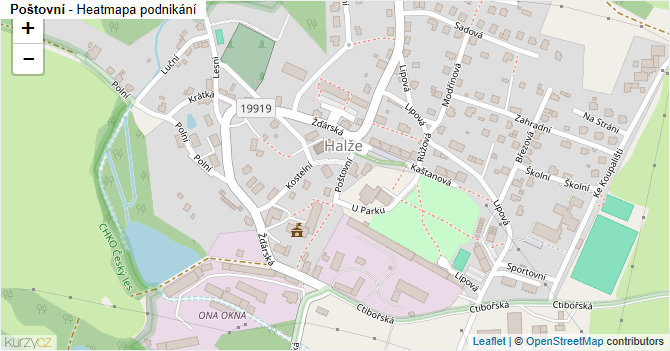 Poštovní - mapa podnikání