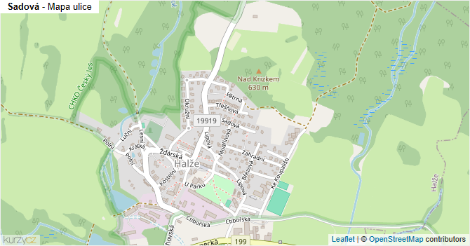 Sadová - mapa ulice