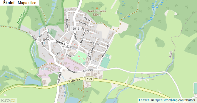Školní - mapa ulice