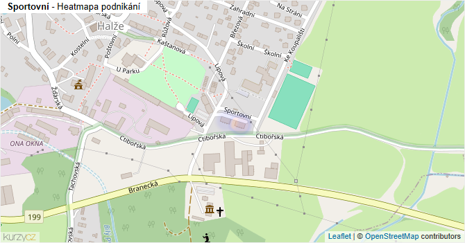 Sportovní - mapa podnikání
