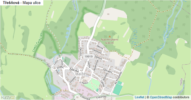 Třešňová - mapa ulice