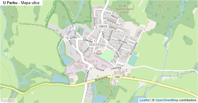 U Parku - mapa ulice