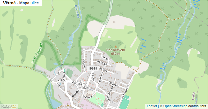 Větrná - mapa ulice