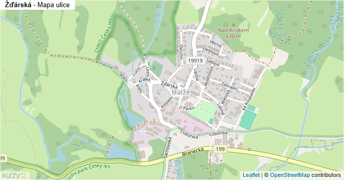 Žďárská - mapa ulice