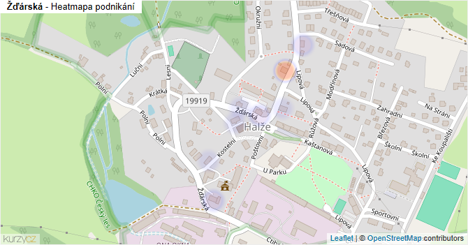 Žďárská - mapa podnikání