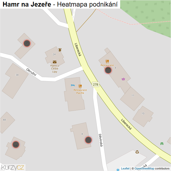 Mapa Hamr na Jezeře - Firmy v obci.