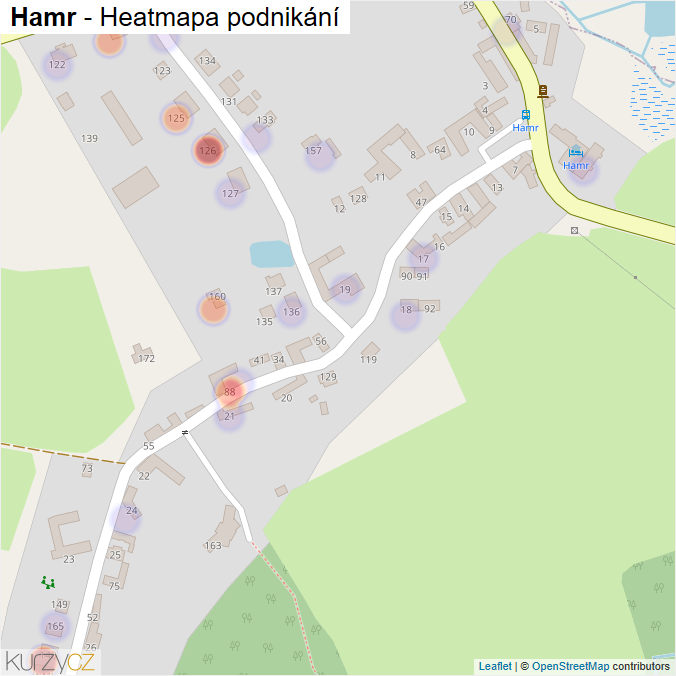 Mapa Hamr - Firmy v části obce.