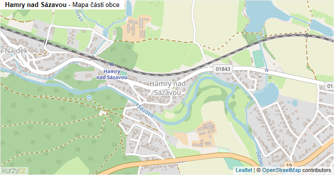 Hamry nad Sázavou - mapa části obce