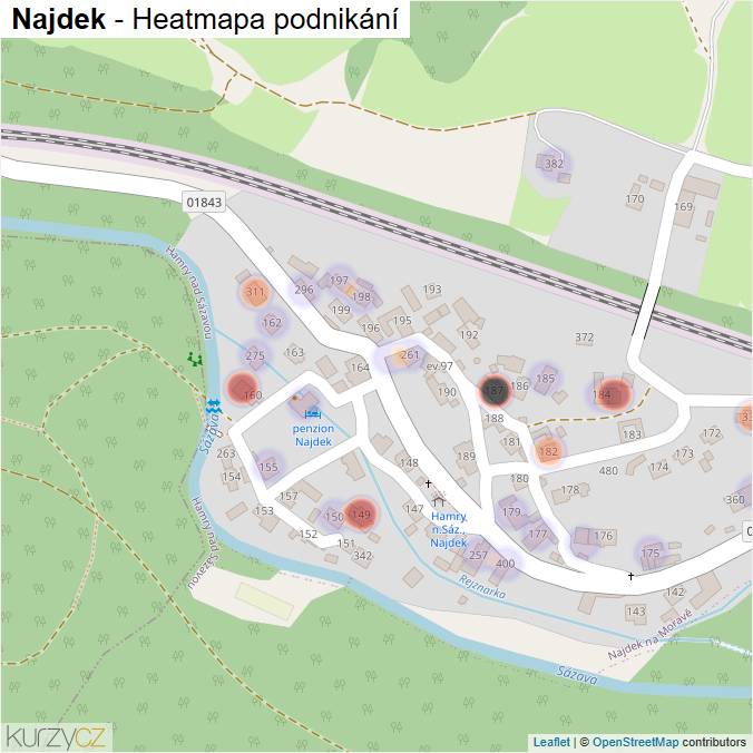 Mapa Najdek - Firmy v části obce.