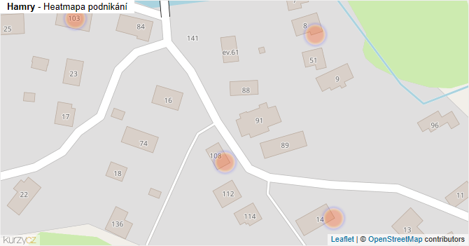 Hamry - mapa podnikání
