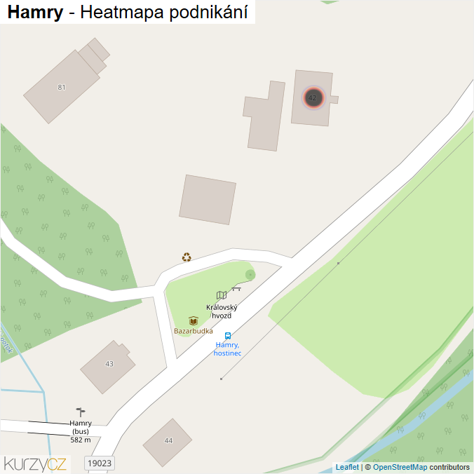 Mapa Hamry - Firmy v obci.