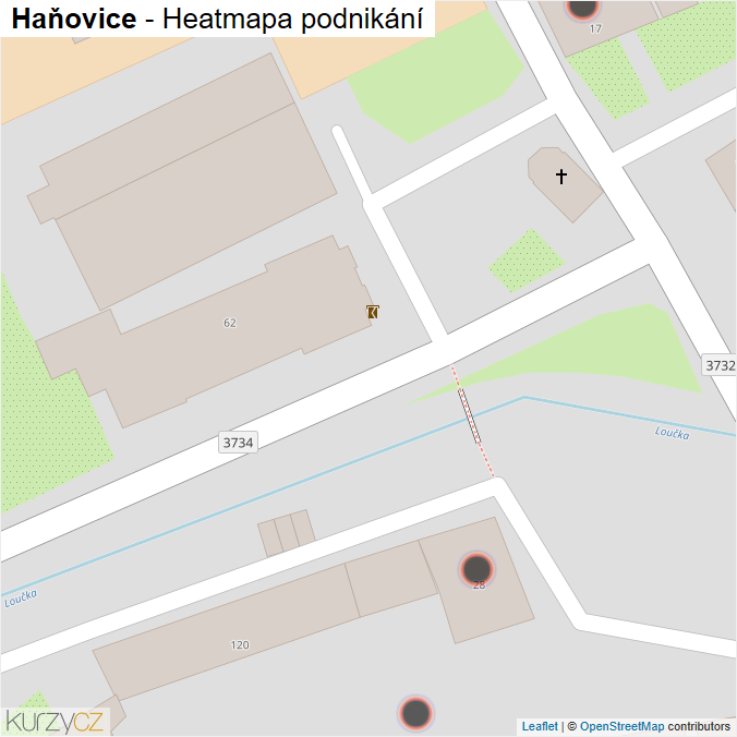 Mapa Haňovice - Firmy v obci.