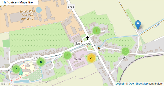 Haňovice - mapa firem