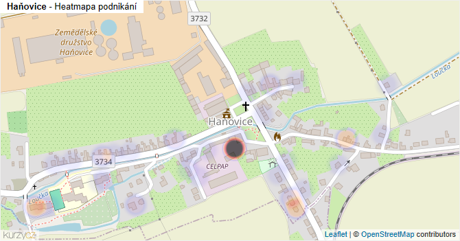 Haňovice - mapa podnikání