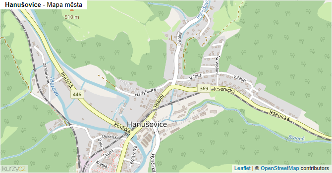 Hanušovice - mapa města