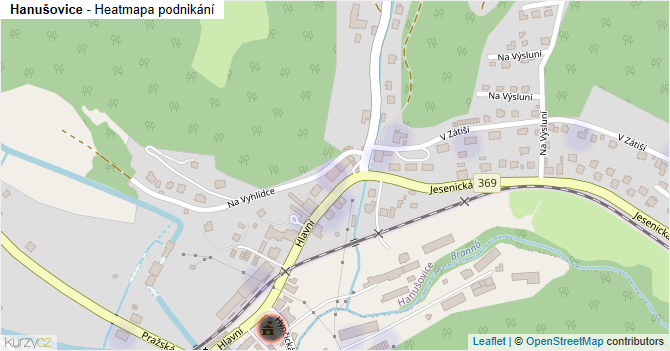 Hanušovice - mapa podnikání