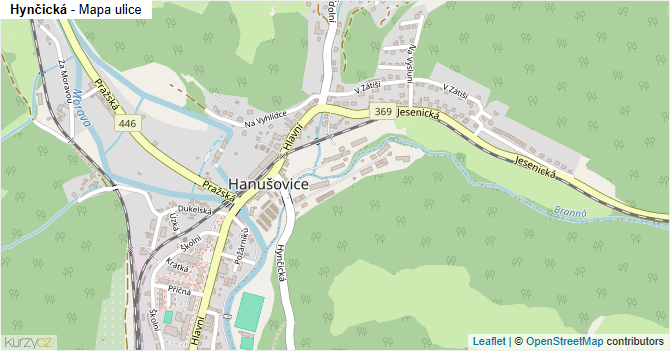 Hynčická - mapa ulice