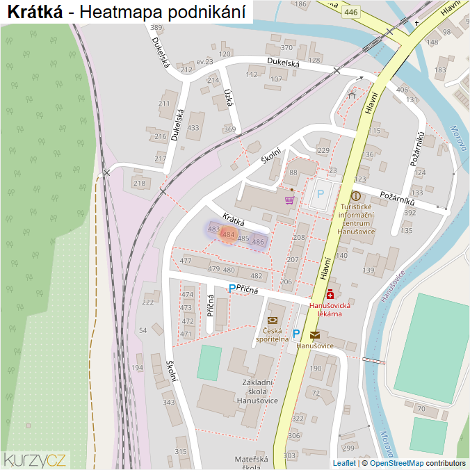 Mapa Krátká - Firmy v ulici.