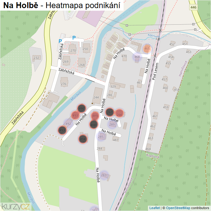 Mapa Na Holbě - Firmy v ulici.