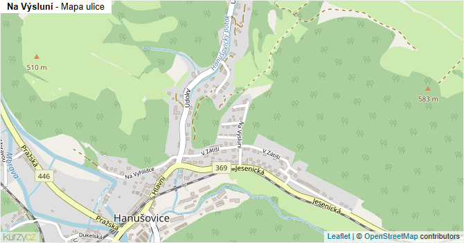 Na Výsluní - mapa ulice