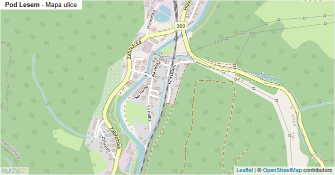 Pod Lesem - mapa ulice