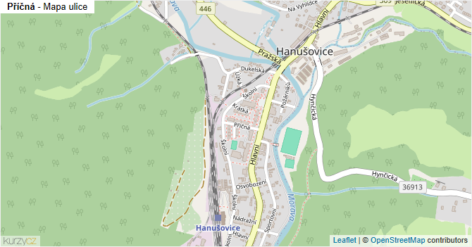Příčná - mapa ulice