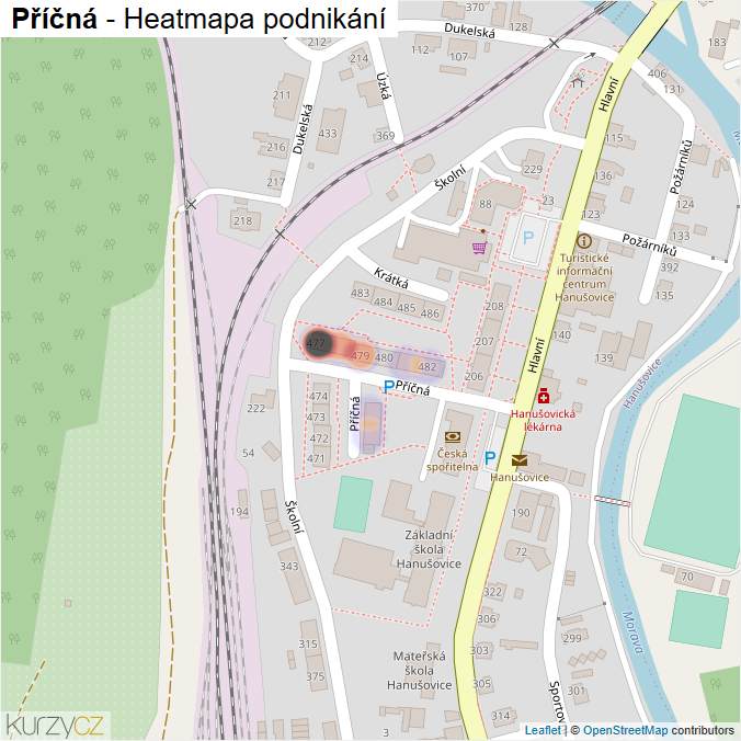 Mapa Příčná - Firmy v ulici.