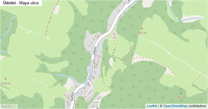 Údolní - mapa ulice