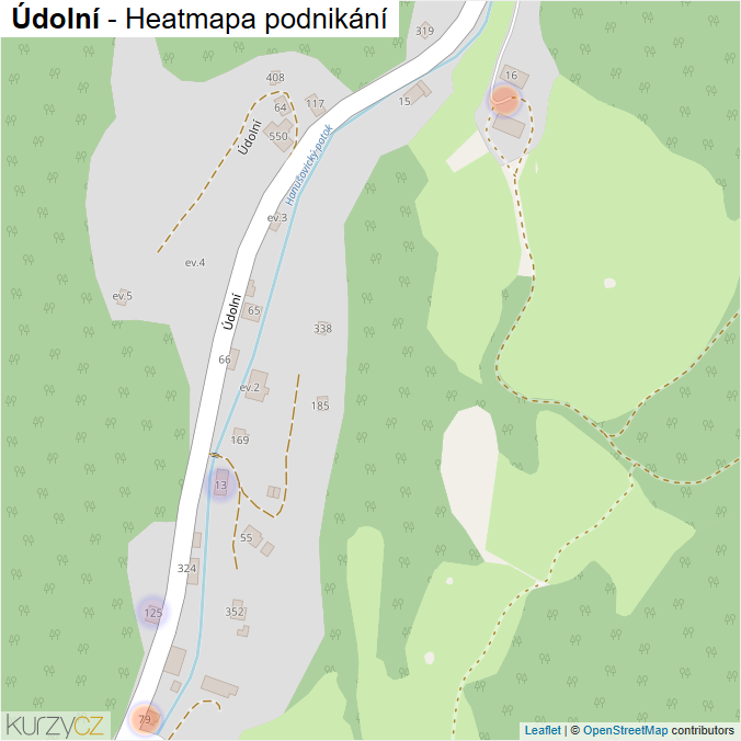 Mapa Údolní - Firmy v ulici.