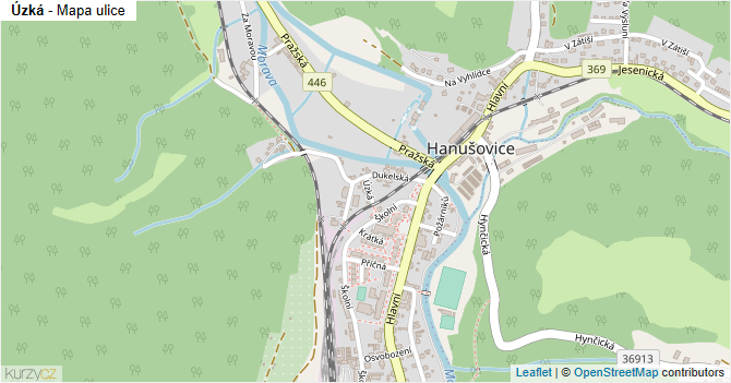 Úzká - mapa ulice