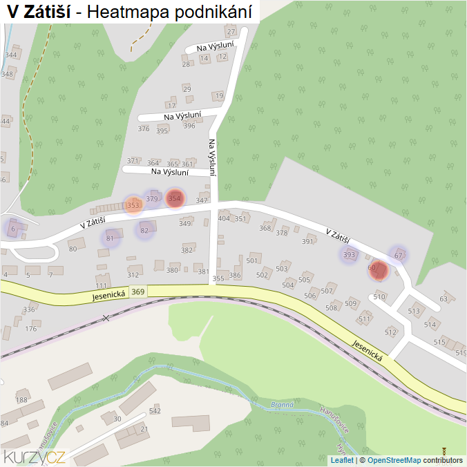 Mapa V Zátiší - Firmy v ulici.